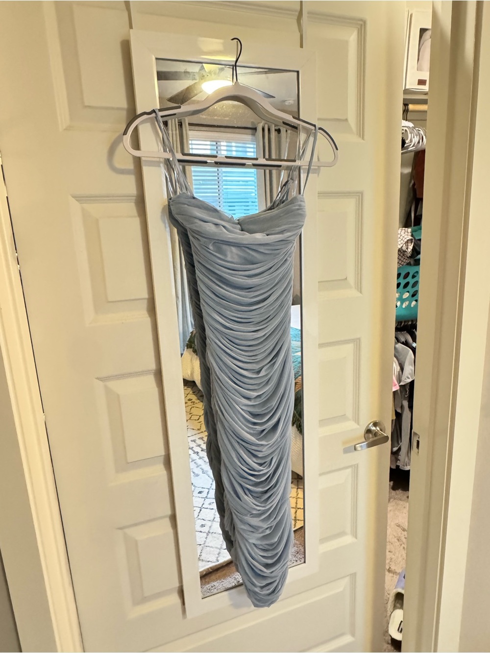Ruched Light Blue Evening Dress